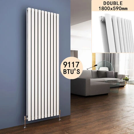 ELEGANT 1800 X 590 Mm Vertical Column Designer Radiator Double Oval Panel White Central Heating Radiators -Vital Home Shop 13463190 1